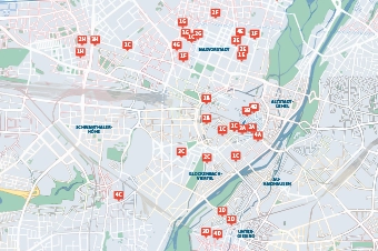 Muenchner-Gastronomie-Quartett-karte Karte mit allen Restaurants